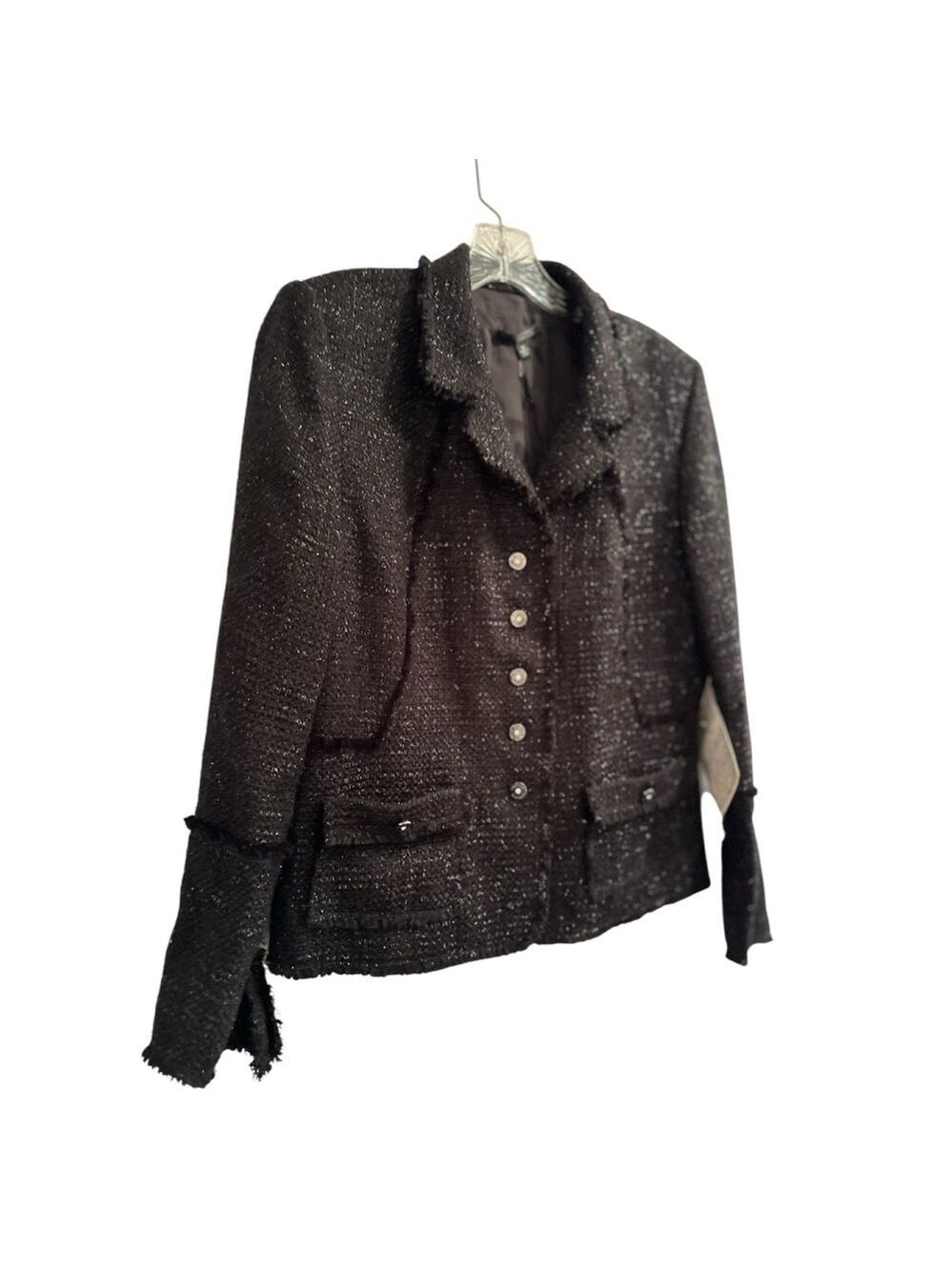 Pamela Dennis Couture Blazer Womens 16 Sparkling Black w/ Fancy Buttons NWT